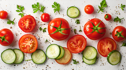 Garden Harvest, Juicy Tomatoes and Crisp Cucumbers
