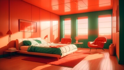 Photo modern style conceptual interior room 3d illustration