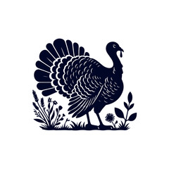 Turkey silhouette Clip art isolated vector illustration on white background