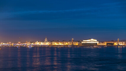 Fototapeta premium Opening Palace Bridge timelapse, a lot ships and boats. Russia, Saint-Petersburg