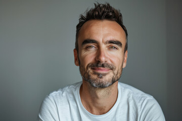 Obraz premium A close up portrait of a young man with a subtle smile