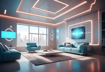Fototapeta premium Photo modern style conceptual interior room 3d illustration