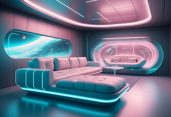 Photo modern style conceptual interior room 3d illustration