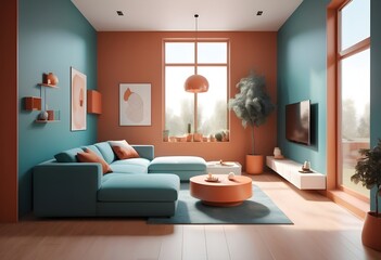 Fototapeta premium Photo modern style conceptual interior room 3d illustration