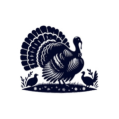 Turkey silhouette Clip art isolated vector illustration on white background