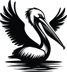 pelican silhouette isolated on white