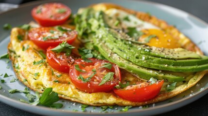 Avocado Tomato and Cheese Omelette