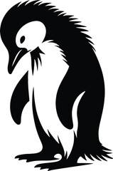 silhouette of a penguin with a bird