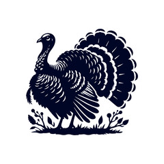 Turkey silhouette Clip art isolated vector illustration on white background