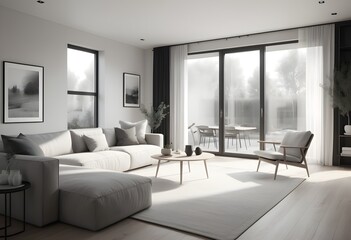 Fototapeta premium Photo modern style conceptual interior room 3d illustration