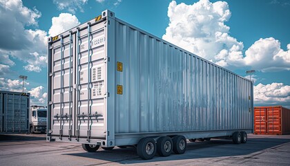 Obraz premium Shipping container on truck at port