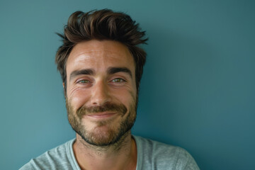 Fototapeta premium A close up portrait of a young man with a subtle smile