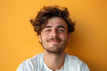Fototapeta premium A close up portrait of a young man with a subtle smile