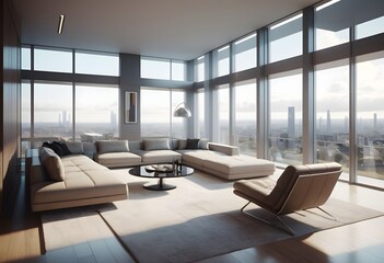 Fototapeta premium Photo modern style conceptual interior room 3d illustration