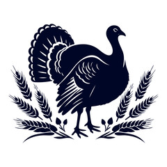 Turkey silhouette Clip art isolated vector illustration on white background