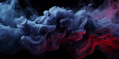 Obraz premium Red and Purple Ink Swirls Merging in Water on Black Background