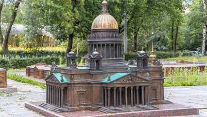 St. Petersburg. Mini City in the Alexander Park timelapse. Layout of Peter and Paul Cathedral