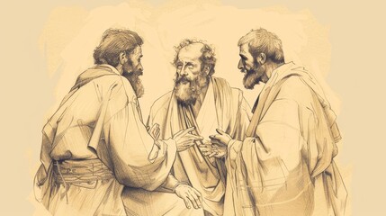 Fototapeta premium Eliphaz's Accusation: Job 22 Biblical Illustration, Sins, Repentance, Restoration, Beige Background, copyspace