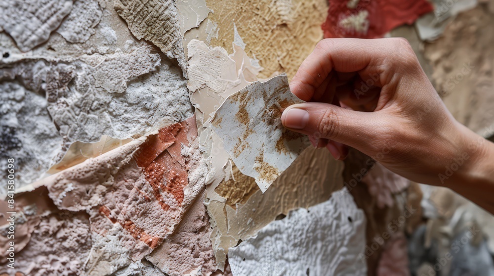 Poster design a heavily textured, handmade paper with a variety of embedded fibers and materials, emphasizi