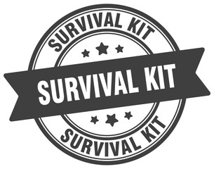 survival kit stamp. survival kit label on transparent background. round sign