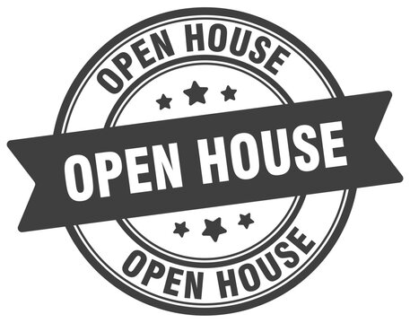 open house stamp. open house label on transparent background. round sign