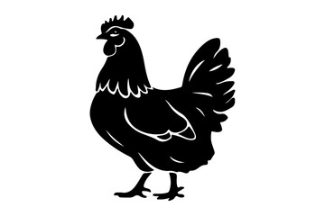 A vector silhouette of a hen.