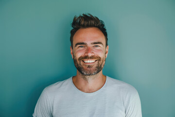 Fototapeta premium A close up portrait of a young man with a subtle smile