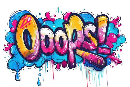 Colorful Graffiti Art With Paint Splatter and Bold Typography on White Background