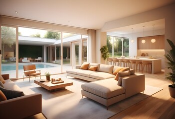 Fototapeta premium Photo modern style conceptual interior room 3d illustration