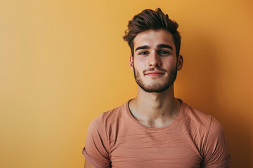 Fototapeta premium A close up portrait of a young man with a subtle smile