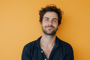 Fototapeta premium A close up portrait of a young man with a subtle smile