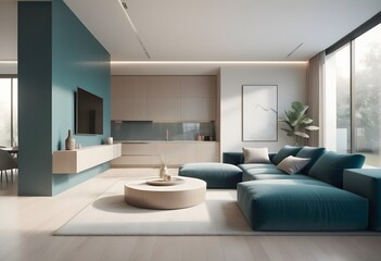 Fototapeta premium Photo modern style conceptual interior room 3d illustration