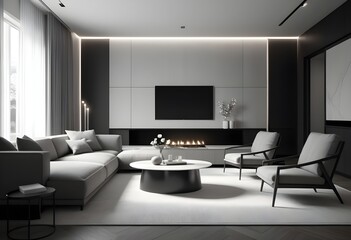 Photo modern style conceptual interior room 3d illustration