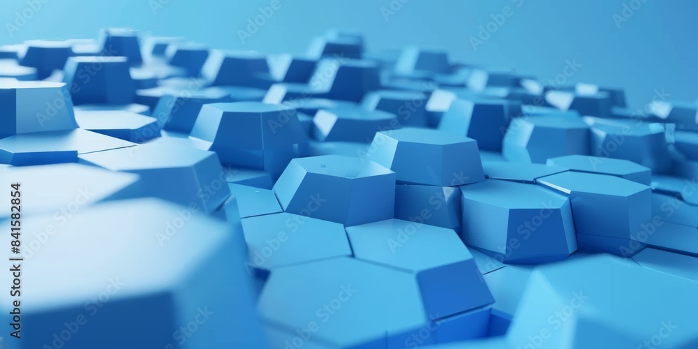 Aufkleber 3d render of abstract blue background with hexagon shapes