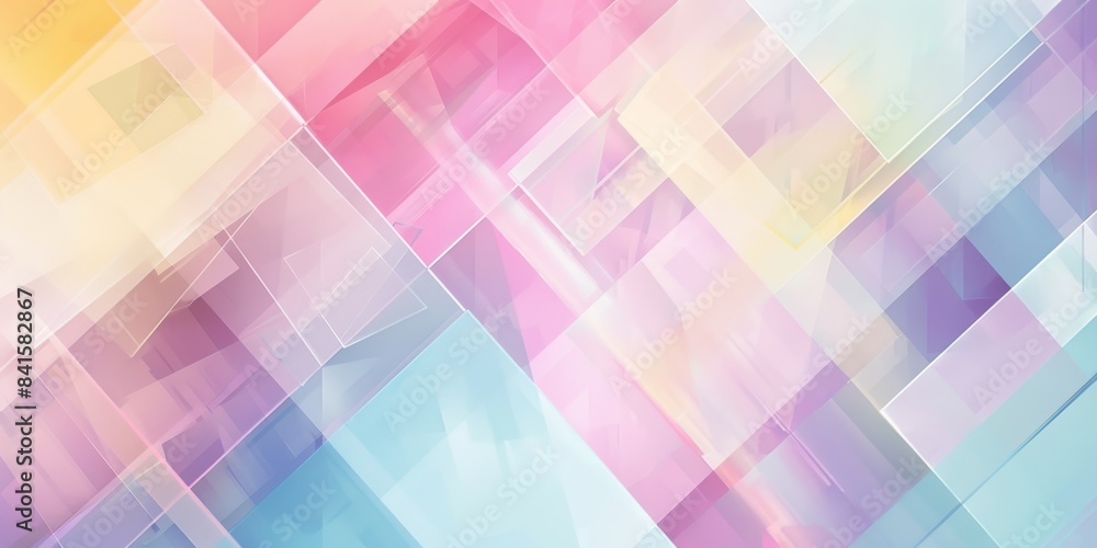 Poster a colorful geometric background with soft pastel colors, featuring an abstract design of overlapping