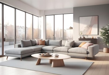 Fototapeta premium Photo modern style conceptual interior room 3d illustration