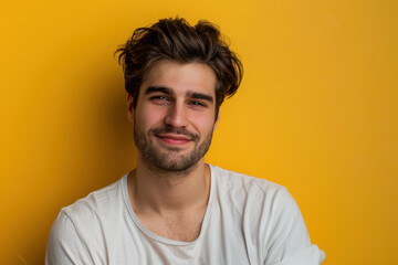 Fototapeta premium A close up portrait of a young man with a subtle smile