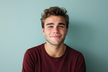 Fototapeta premium A close up portrait of a young man with a subtle smile