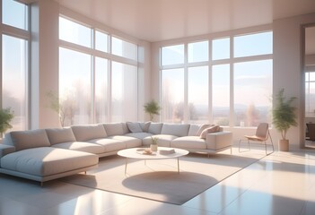 Fototapeta premium Photo modern style conceptual interior room 3d illustration