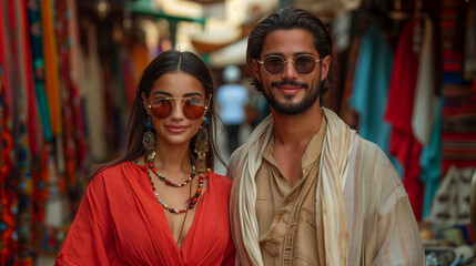 Obraz premium Couple on Holiday / Vacation. Man and Woman. Arabic / East Bazaar