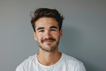 Fototapeta premium A close up portrait of a young man with a subtle smile