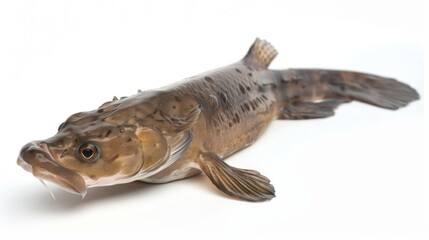 Fototapeta premium Eelpout full body clearly photo on white background , 