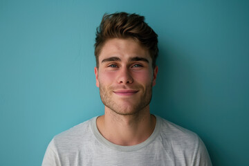 Fototapeta premium A close up portrait of a young man with a subtle smile