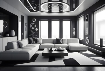 Photo modern style conceptual interior room 3d illustration