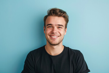 Obraz premium A close up portrait of a young man with a subtle smile