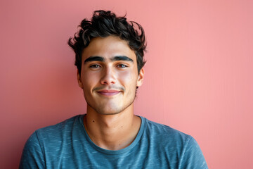 Obraz premium A close up portrait of a young man with a subtle smile