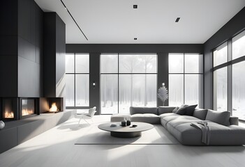 Photo modern style conceptual interior room 3d illustration