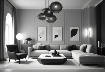 Photo modern style conceptual interior room 3d illustration