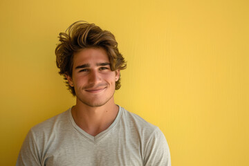 Fototapeta premium A close up portrait of a young man with a subtle smile