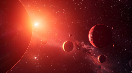 Red space, wallpaper, the beauty of the sky far from earth